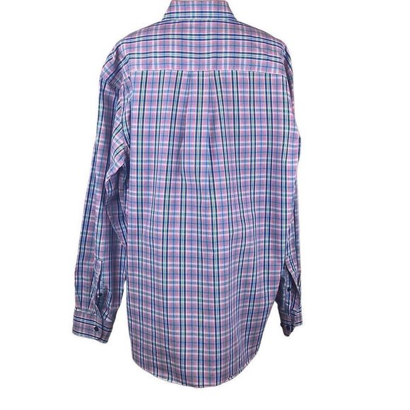 Alan Flusser Men's Casual Button Up Shirt Checked Long Sleeve Pink Pink Size XL - Picture 2 of 8